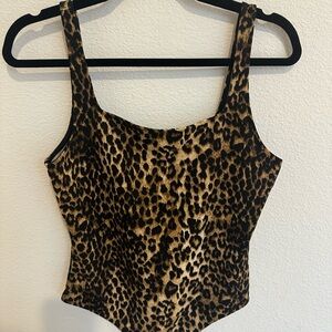 Express Leopard Print Bodysuit- Women's Animal Print Sleeveless Top
